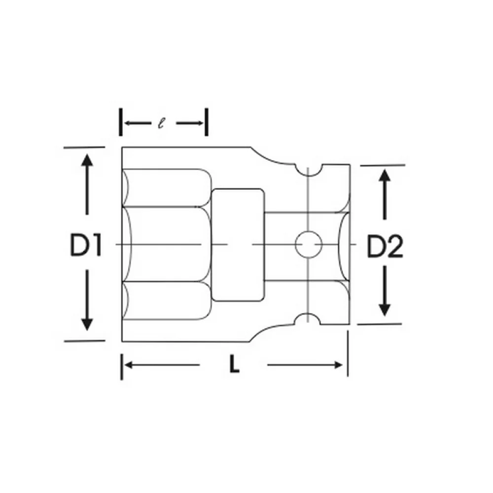 Soquete de Impacto Estriado Encaixe 1/2" 12MM King Tony 453012M