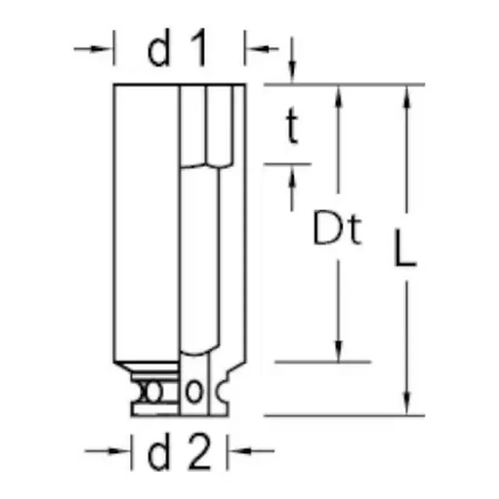 Soquete de Impacto Longo Encaixe 1/2" 1/2X9/16" Gedore K19L