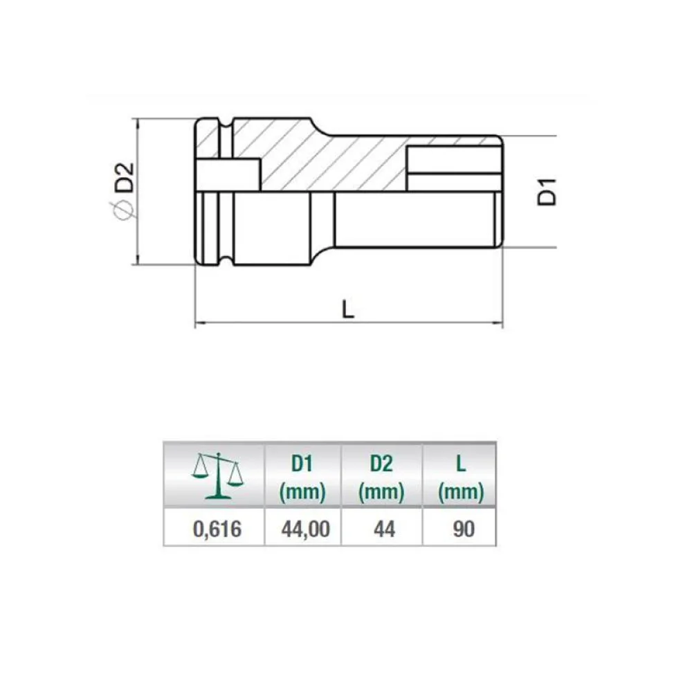 Soquete de Impacto Longo Encaixe 3/4" 3/4X28MM Sata ST34616SC