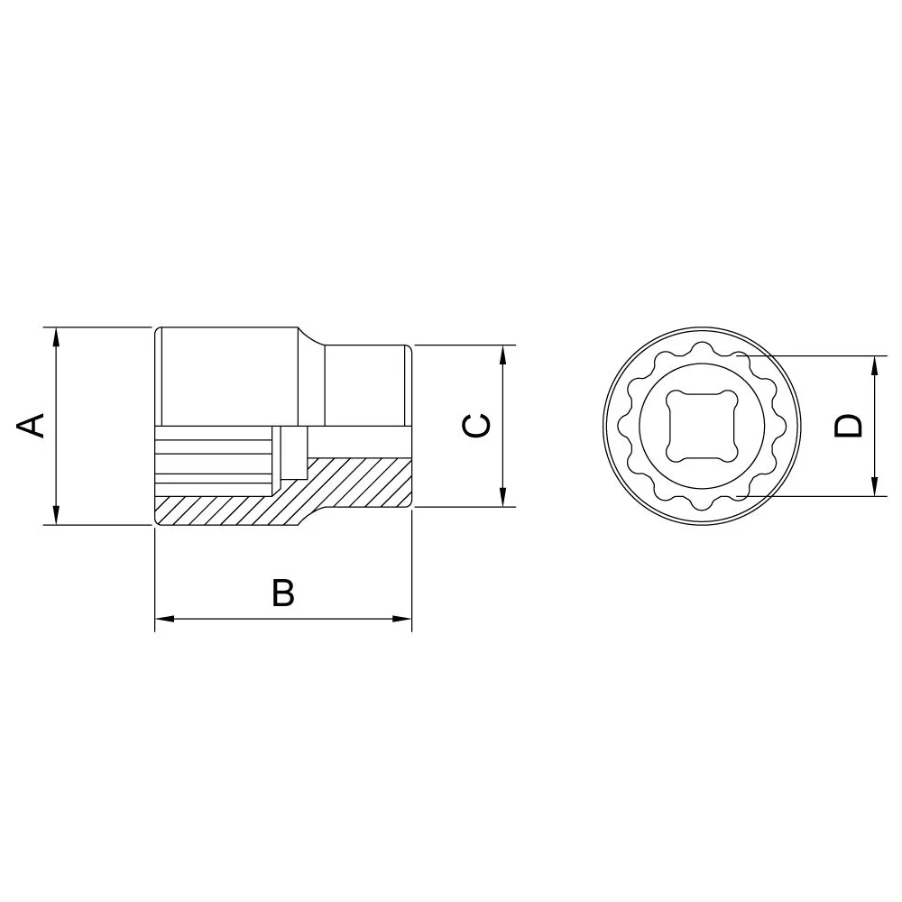 Soquete Estriado Encaixe 1/2" CRV 1/2X8MM Tramontina Pro 44833/108