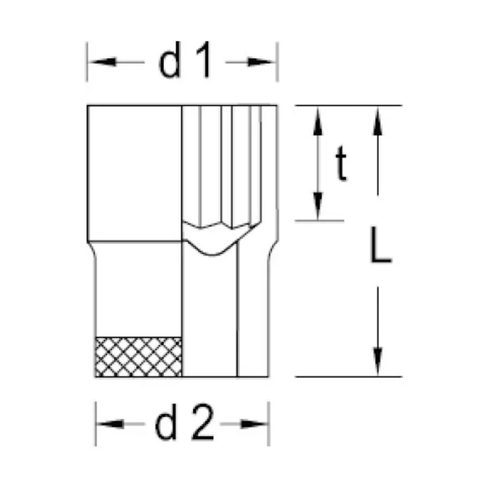 Soquete Estriado CRV 3/8X15MM Gedore D30