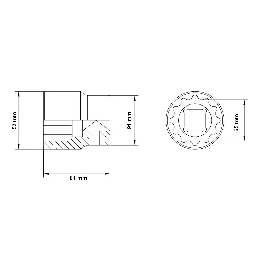 Soquete Estriado Encaixe 1" CRV 1X65MM Tramontina Pro 44911/065