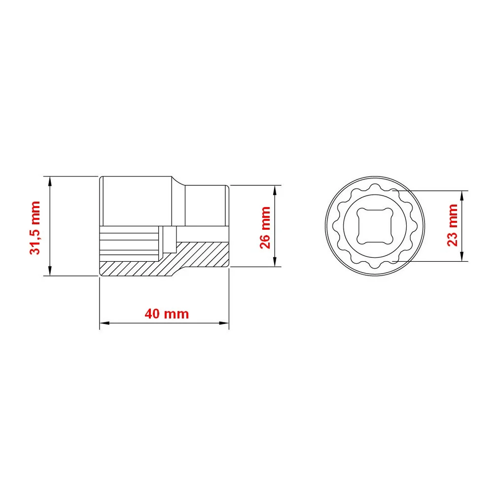 Soquete Estriado Encaixe 1/2" CRV 1/2X23MM Tramontina Pro 44833/123