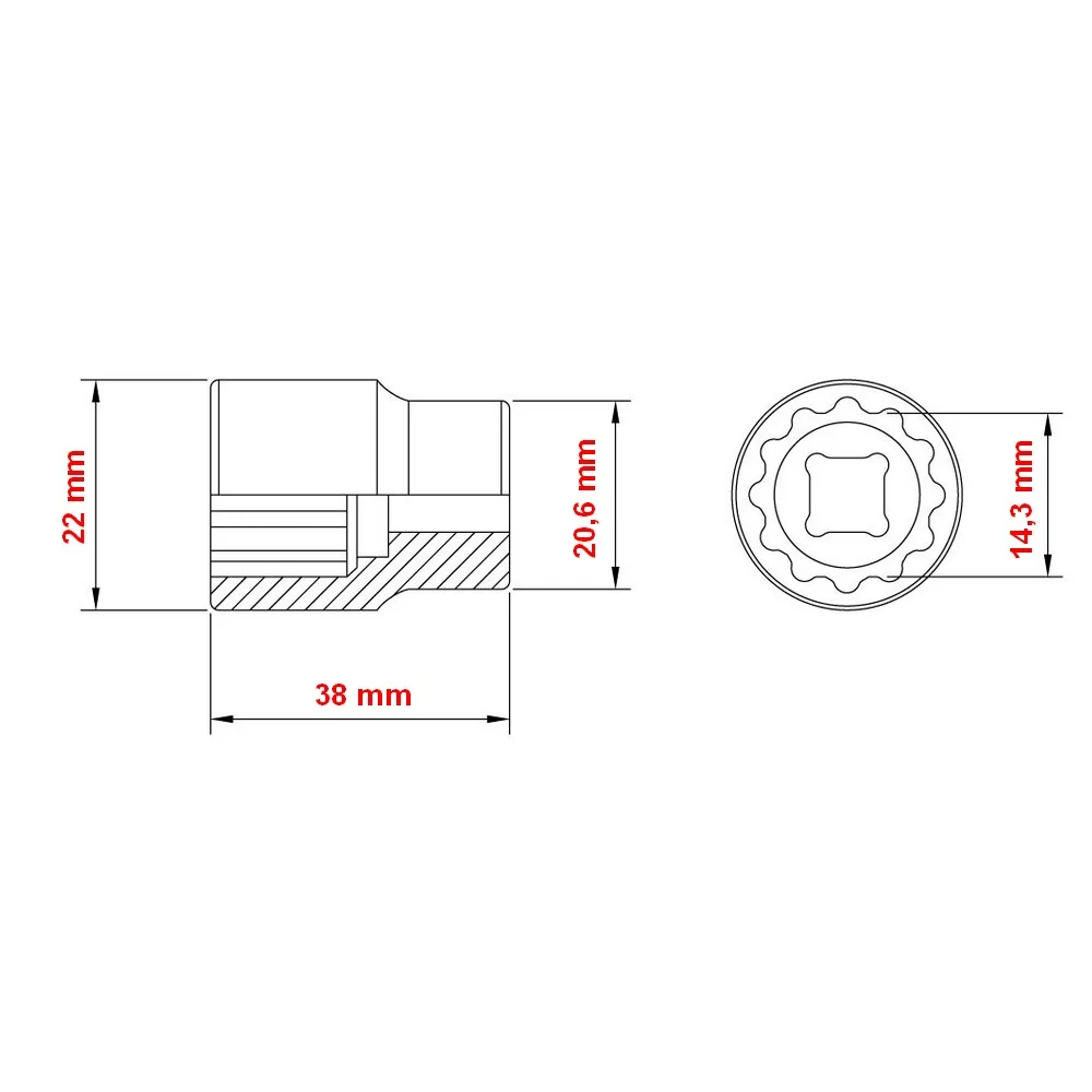 Soquete Estriado Encaixe 1/2" CRV 1/2X9/16" Tramontina Pro 44834/105