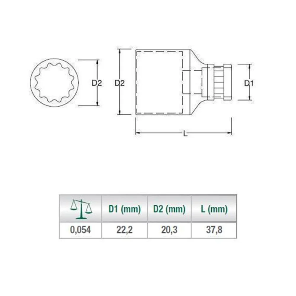 Soquete Estriado Encaixe 1/2" CRV 1/2X14MM Sata ST13605SC
