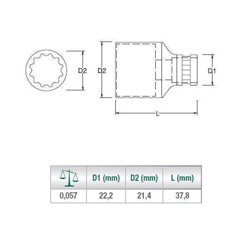 Soquete Estriado Encaixe 1/2" CRV 1/2X15MM Sata ST13606SC