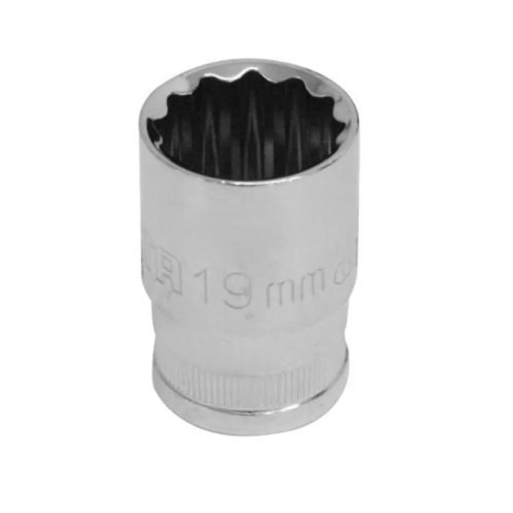 Soquete Estriado Encaixe 1/2" CRV 1/2X19MM Sata ST13610SC