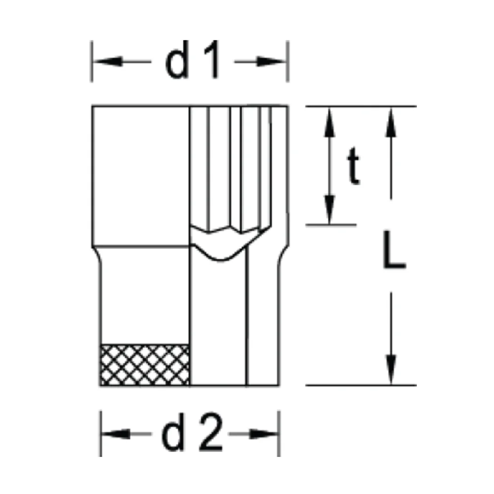 Soquete Estriado Encaixe 1/2" CRV 1/2X21MM Gedore D19