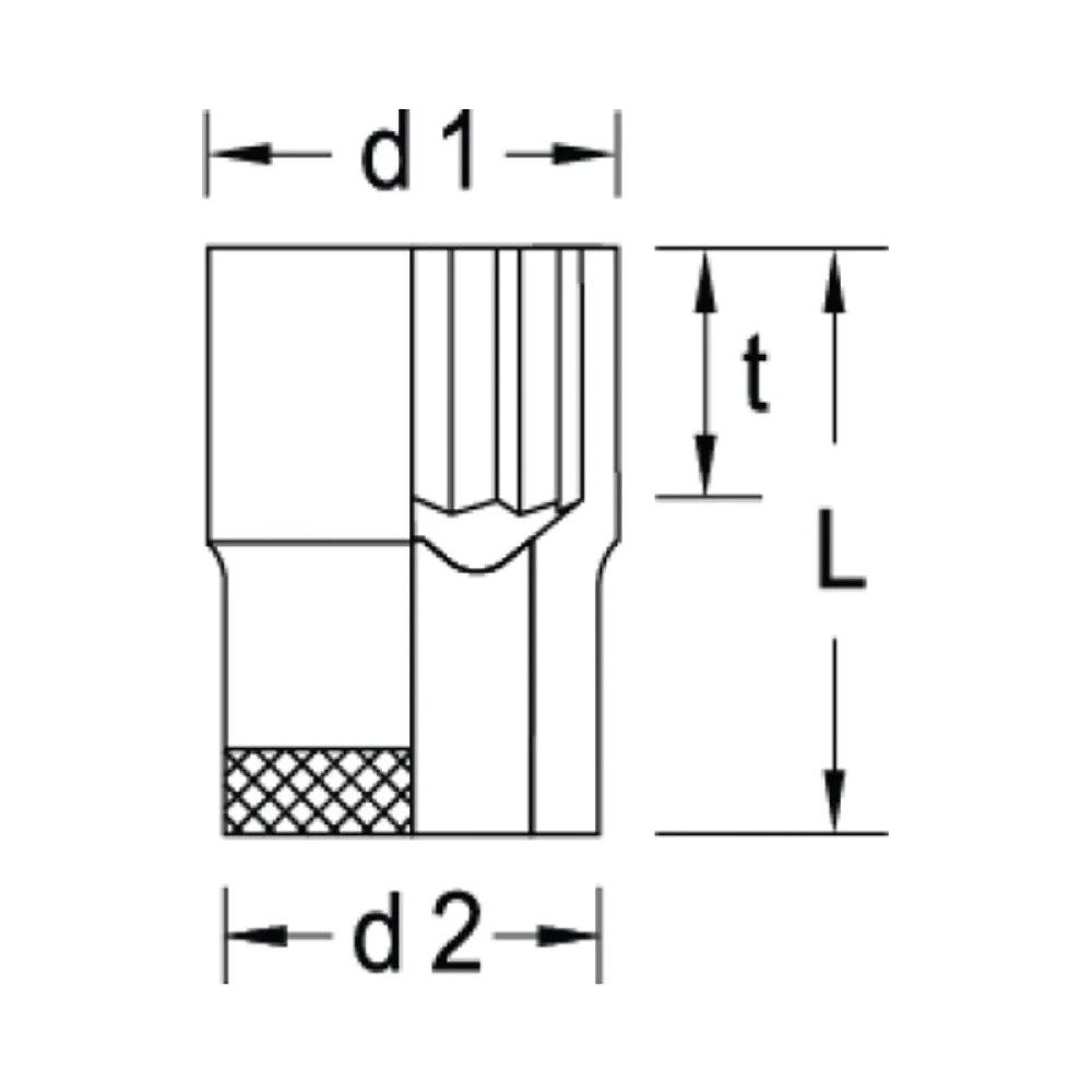 Soquete Estriado Encaixe 1/2" CRV 1/2X34MM Gedore D19