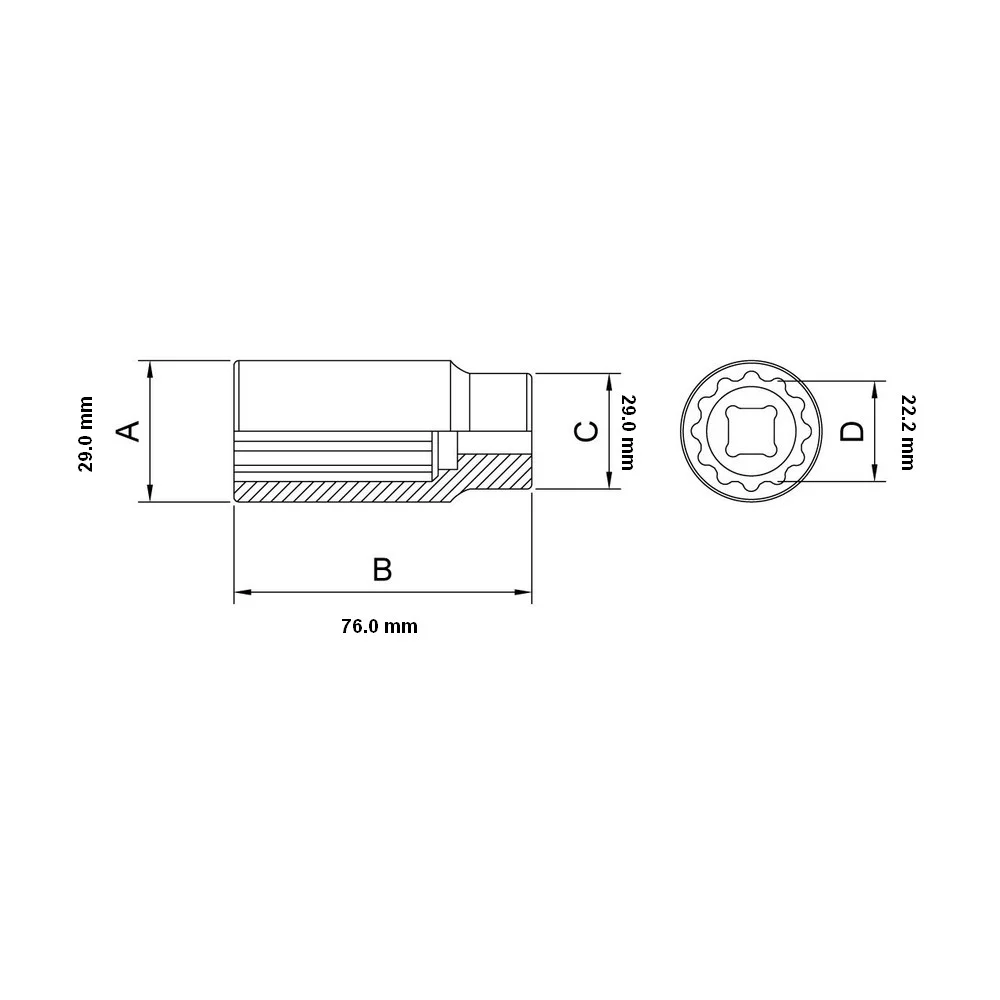 Soquete Estriado Longo Encaixe 1/2" 1/2X7/8" Tramontina Pro 44830/109
