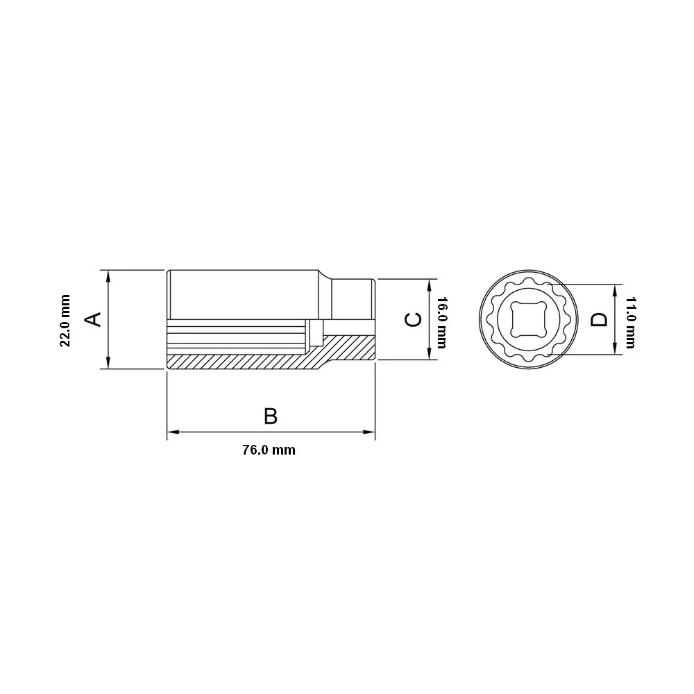 Soquete Estriado Longo Encaixe 1/2" CRV 1/2X11MM Tramontina Pro 44829/111