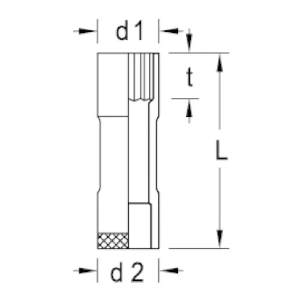 Soquete Estriado Longo Encaixe 1/2" CRV 1/2X5/8" Gedore D19L