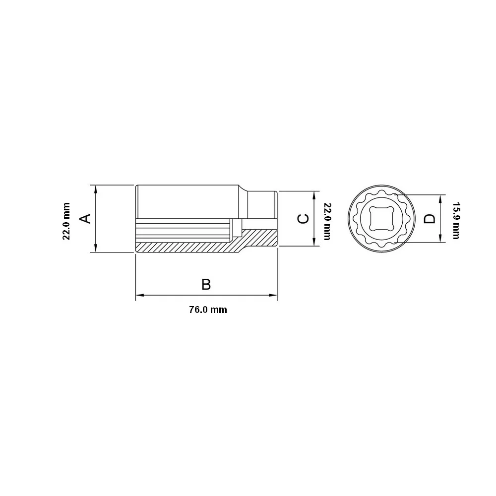Soquete Estriado Longo Encaixe 1/2" CRV 1/2X5/8" Tramontina Pro 44830/105