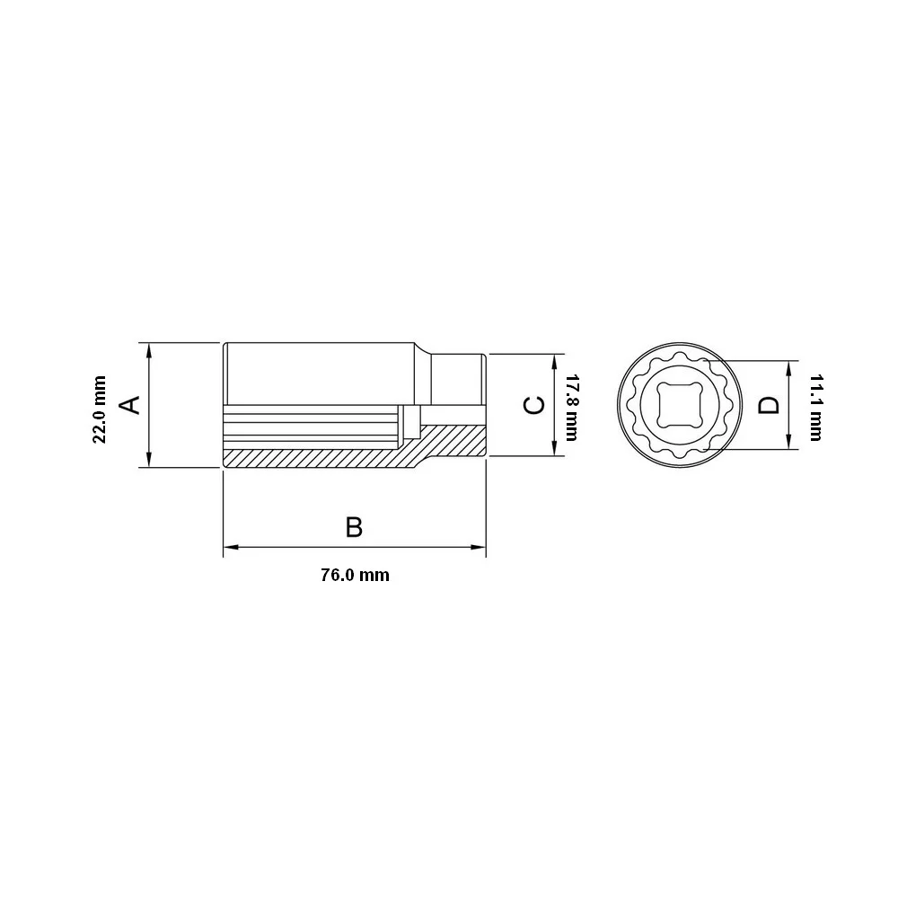 Soquete Estriado Longo Encaixe 1/2" CRV 1/2X7/16" Tramontina Pro 44830/102