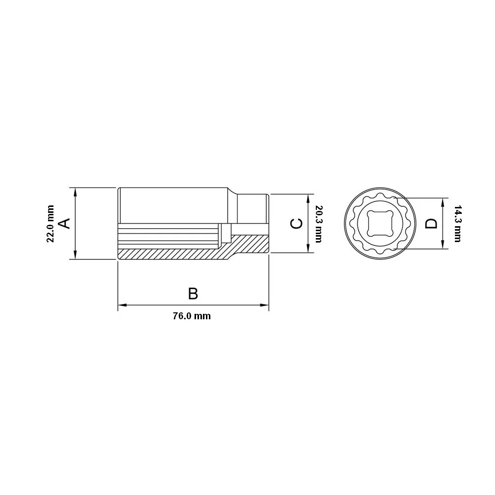 Soquete Estriado Longo Encaixe 1/2" CRV 1/2X9/16" Tramontina Pro 44830/104