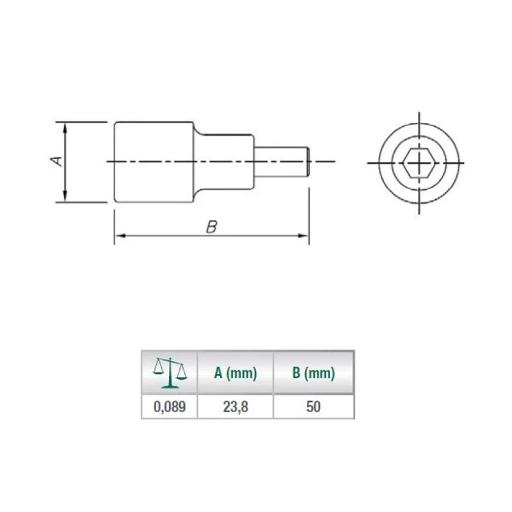 Soquete Ponta Allen Encaixe 1/2" CRV 1/2X10MM Sata ST24206SC