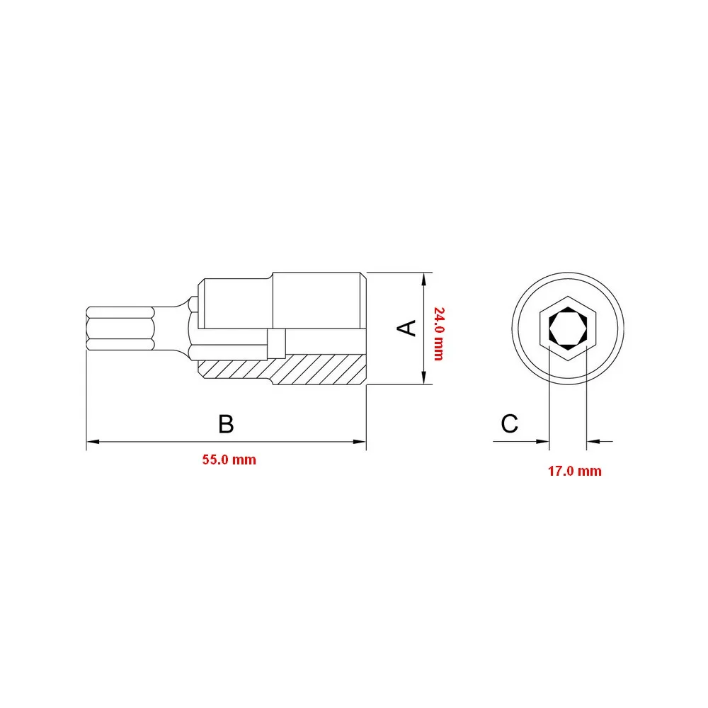 Soquete Ponta Allen Encaixe 1/2" CRV 1/2X17MM Tramontina Pro 44845/117