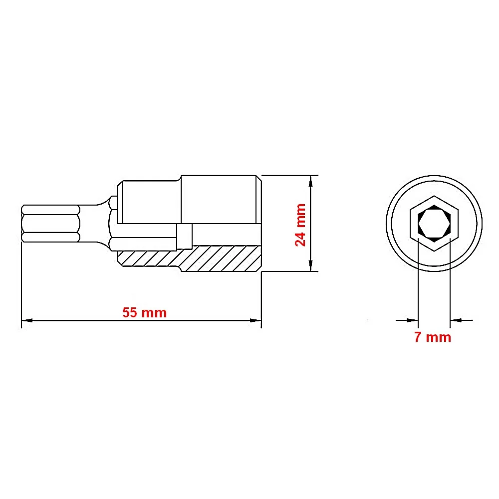 Soquete Ponta Allen Encaixe 1/2" CRV 1/2X7MM Tramontina Pro 44845/107