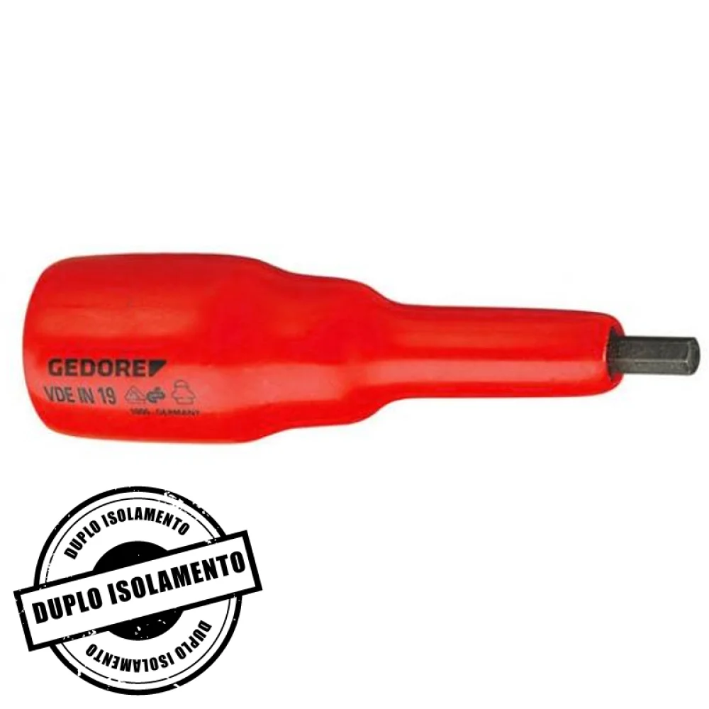 Soquete Ponta Allen Isolado 1000V EN60900 Duplo Isolamento CRV 1/2X5MM Gedore VDEIN19
