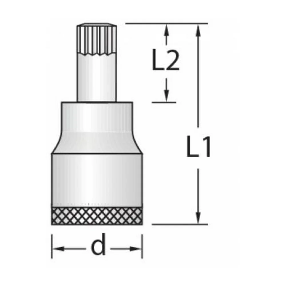 Soquete Ponta Multidentada Encaixe 1/2" CRV 1/2X5MM Gedore INX19
