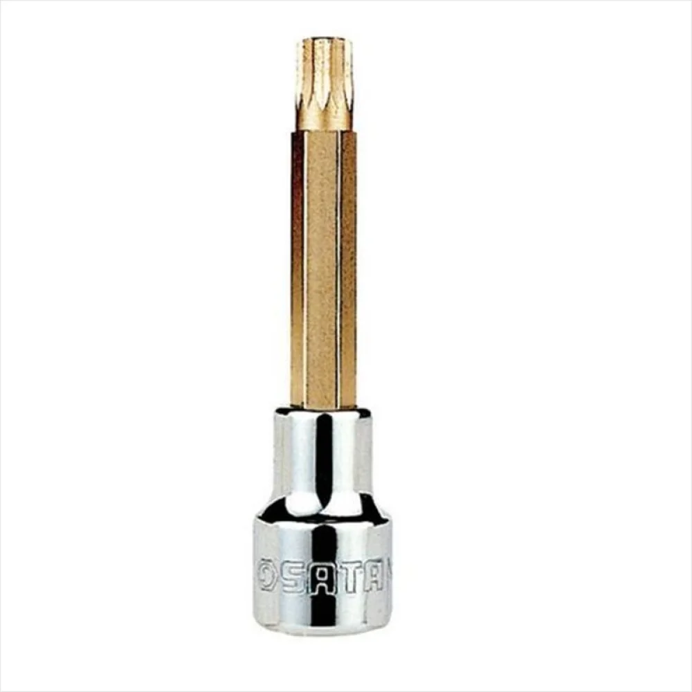Soquete Ponta Multidentada Longo Encaixe 1/2" CRV 1/2X12MM Sata ST25805SC