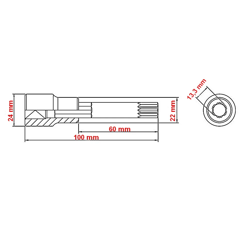 Soquete Ponta Multidentada Longo Encaixe 1/2" CRV 1/2X14MM Tramontina Pro 44865/114