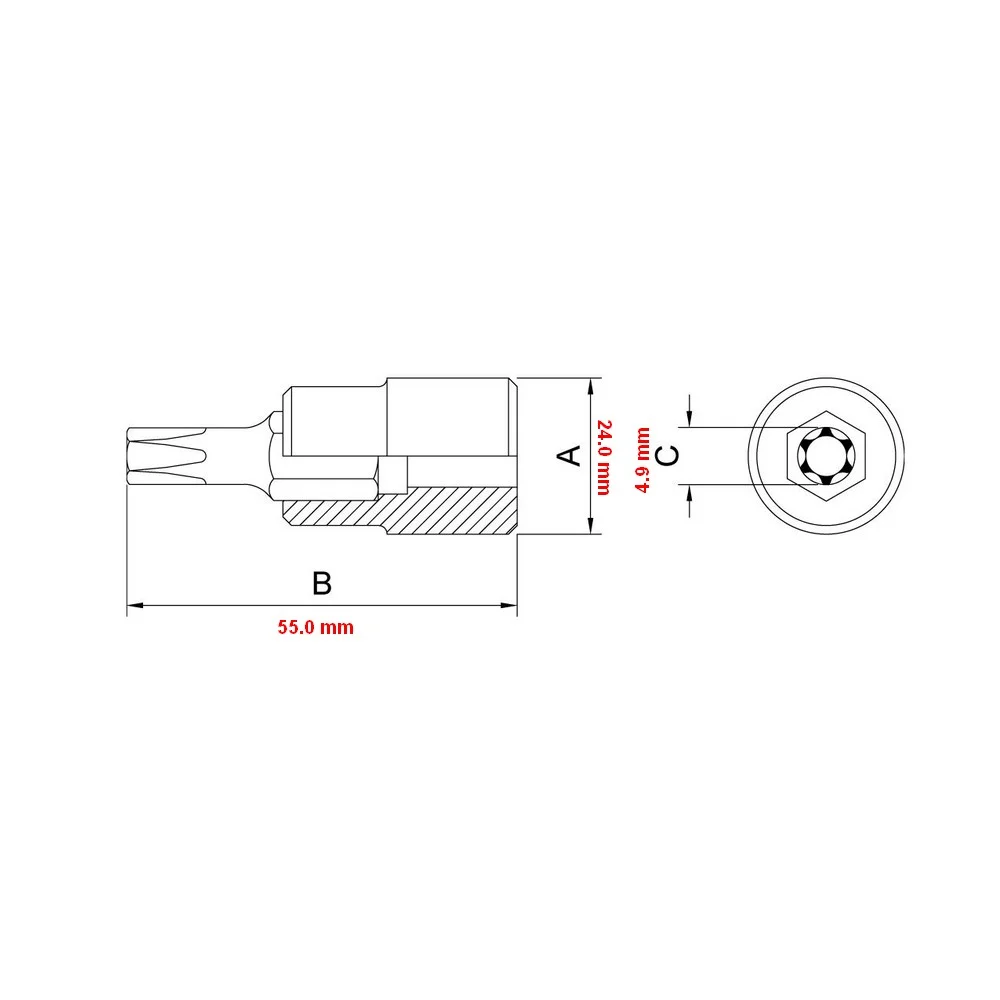 Soquete Ponta Torx Encaixe 1/2" CRV 1/2XT27 Tramontina Pro 44844/127