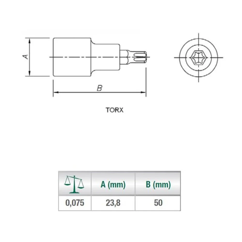 Soquete Ponta Torx Encaixe 1/2" CRV 1/2XT40 Sata ST24105SC
