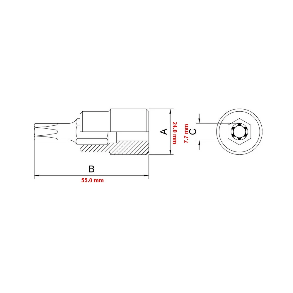 Soquete Ponta Torx Encaixe 1/2" CRV 1/2XT45 Tramontina Pro 44844/145