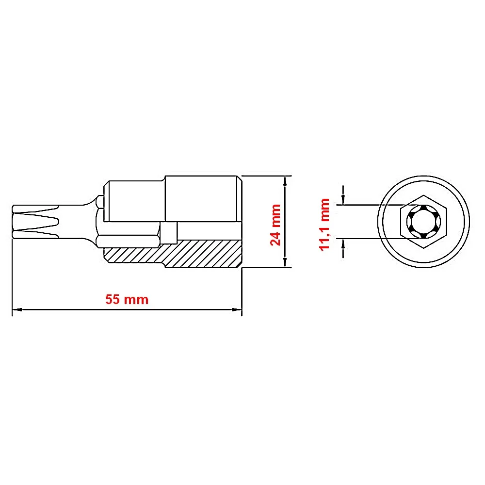 Soquete Ponta Torx Encaixe 1/2" CRV 1/2XT55 Tramontina Pro 44844/155