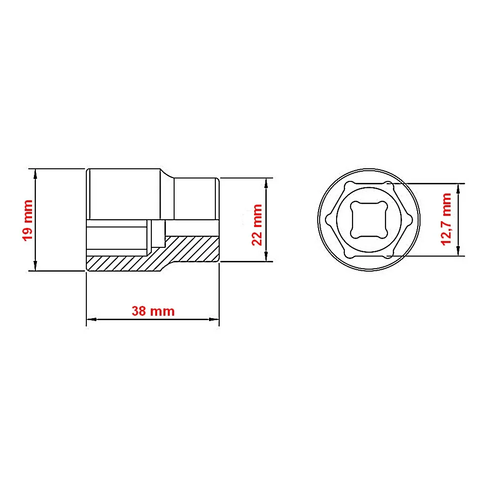 Soquete Sextavado Encaixe 1/2" CRV 1/2X1/2" Tramontina Pro 44832/104