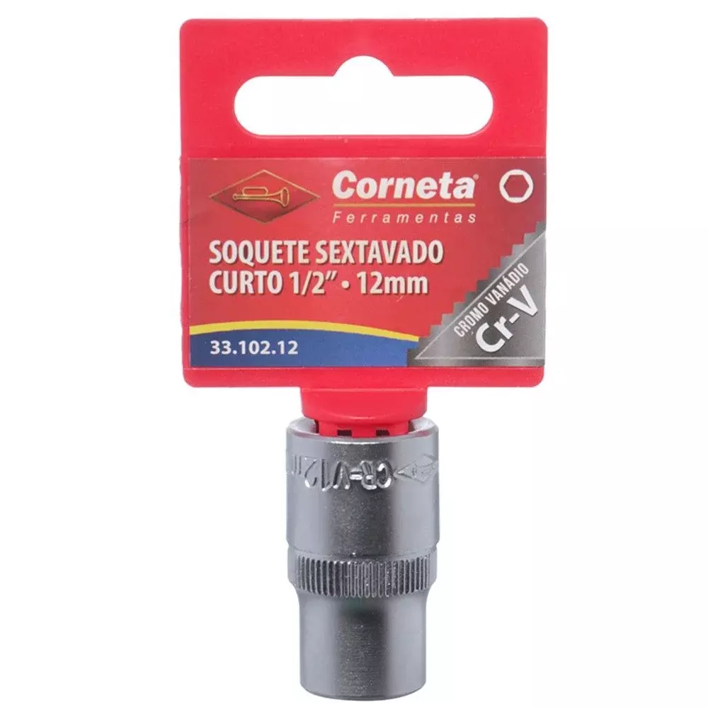 Soquete Sextavado Encaixe 1/2" CRV 1/2X12MM Corneta 3310212