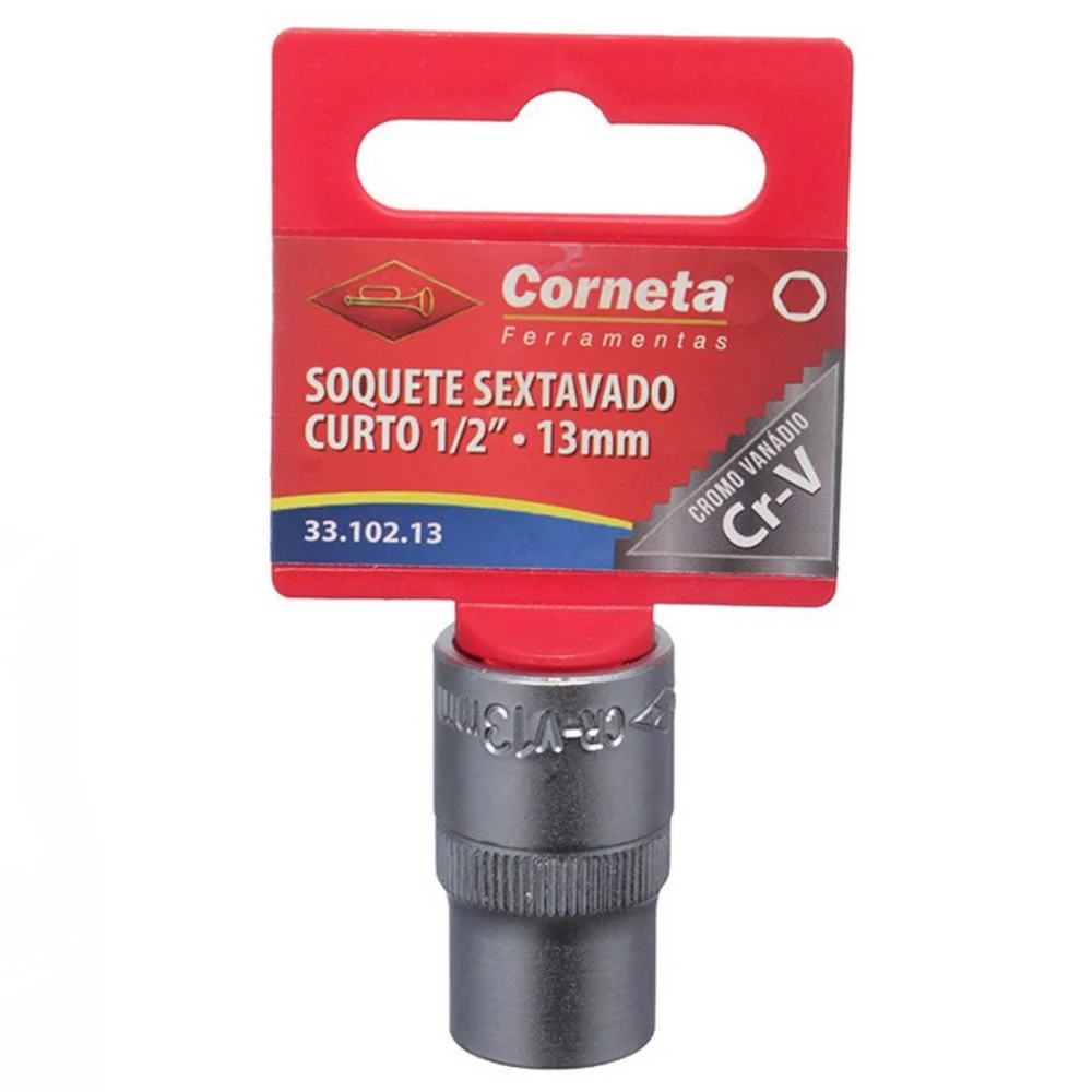 Soquete Sextavado Encaixe 1/2" CRV 1/2X13MM Corneta 3310213