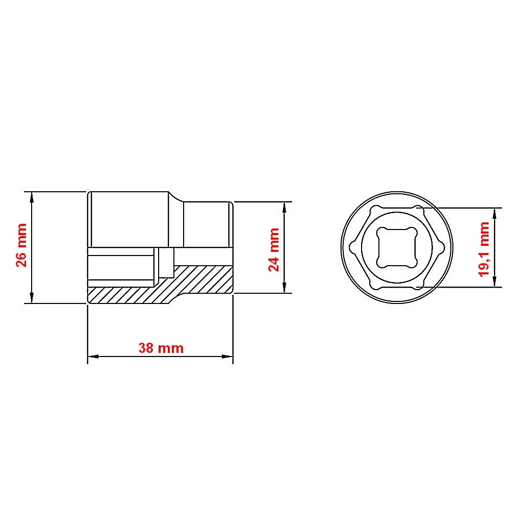 Soquete Sextavado Encaixe 1/2" CRV 1/2X3/4" Tramontina Pro 44832/108