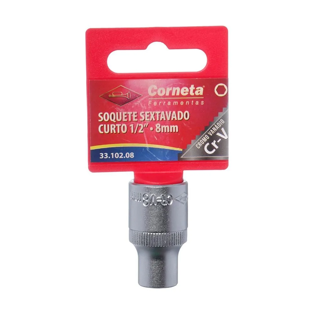 Soquete Sextavado Encaixe 1/2" CRV 1/2X8MM Corneta 3310208