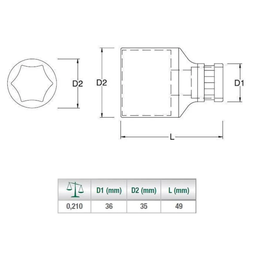 Soquete Sextavado Encaixe 3/4" CRV 3/4X24MM Sata ST16405SC