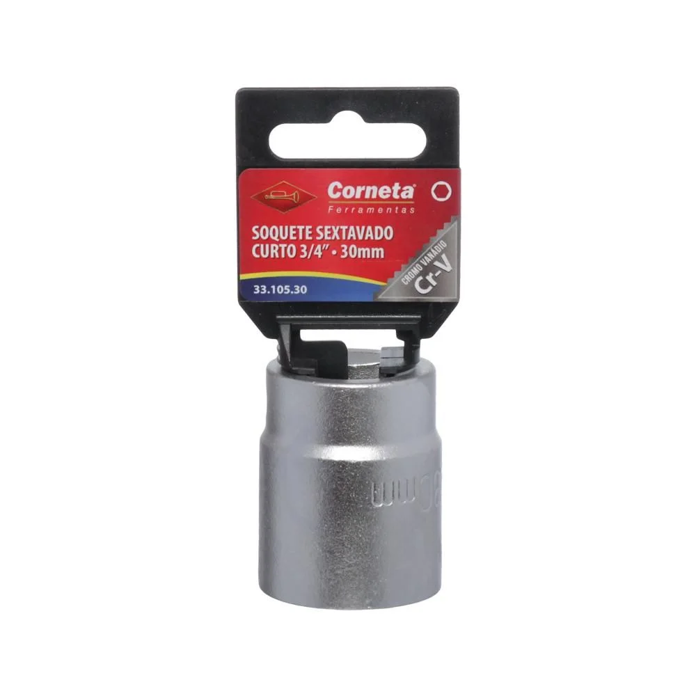 Soquete Sextavado Encaixe 3/4" CRV 3/4X30MM Corneta 3310530