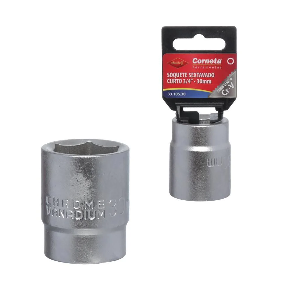 Soquete Sextavado Encaixe 3/4" CRV 3/4X30MM Corneta 3310530
