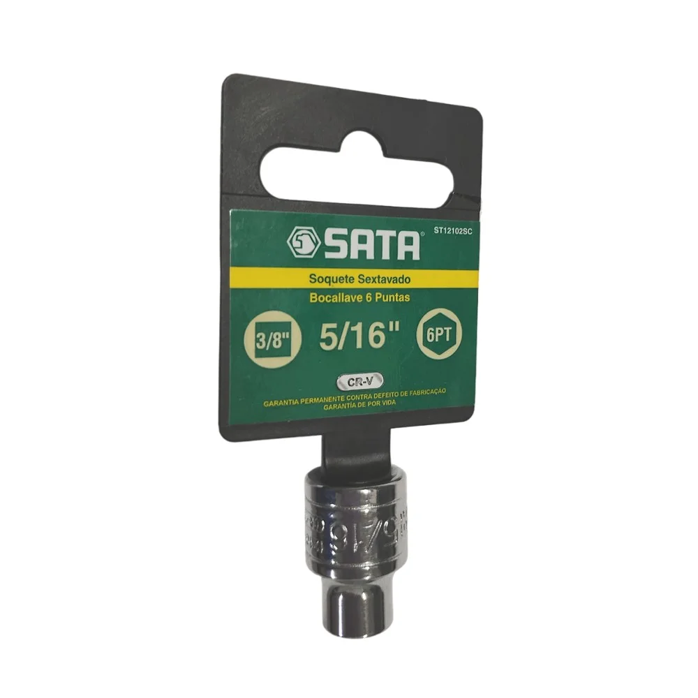 Soquete Sextavado Encaixe 3/8" CRV 3/8X5/16" Sata ST12102SC