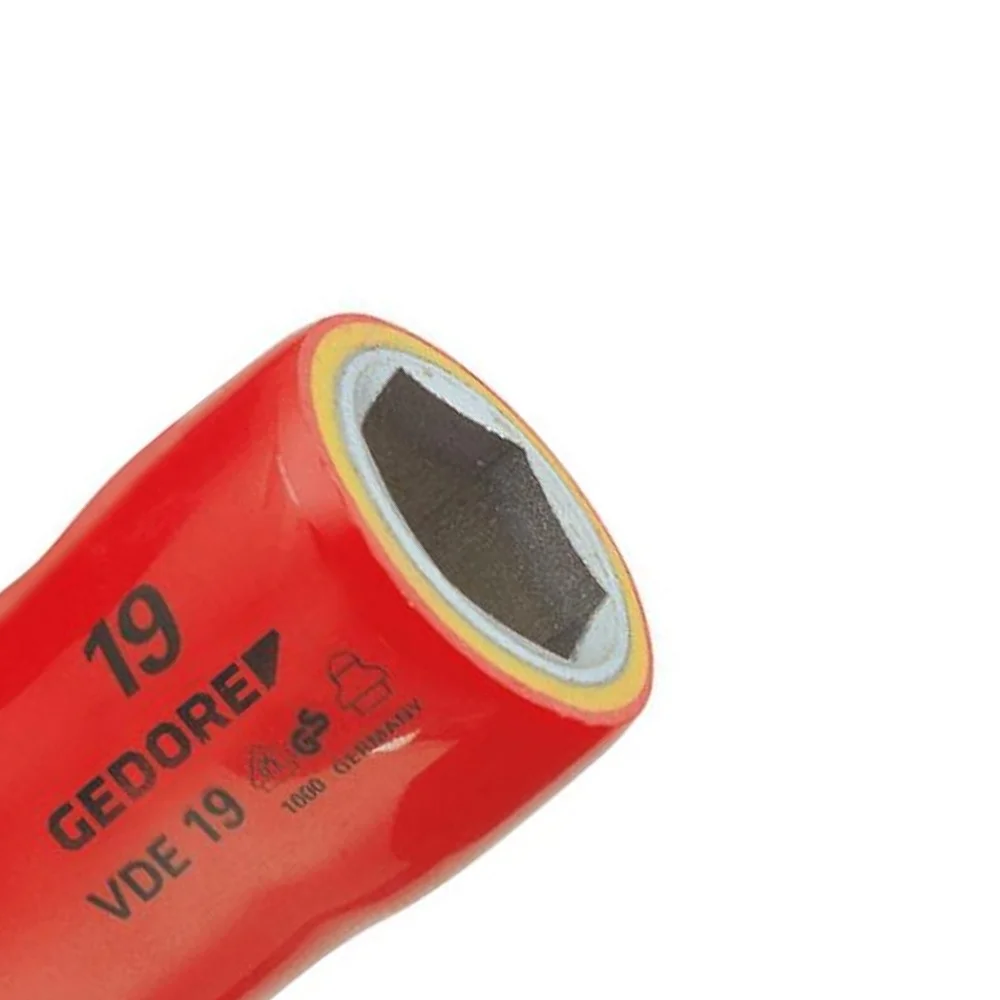 Soquete Sextavado Isolado 1000V VDE Encaixe 1/2" EN60900 IEC60900 NR10 CRV 1/2X16MM Gedore VDE19