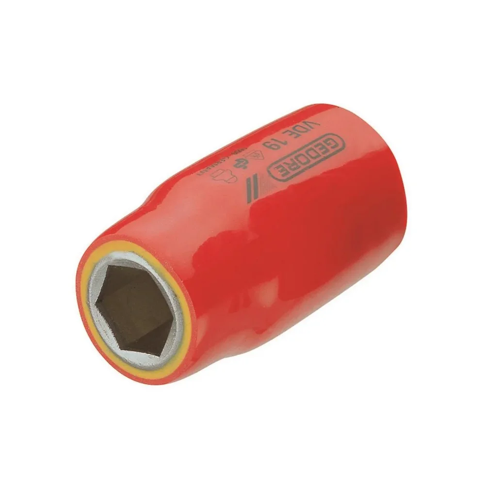 Soquete Sextavado Isolado 1000V VDE Encaixe 1/2" EN60900 IEC60900 NR10 CRV 1/2X15MM Gedore VDE19