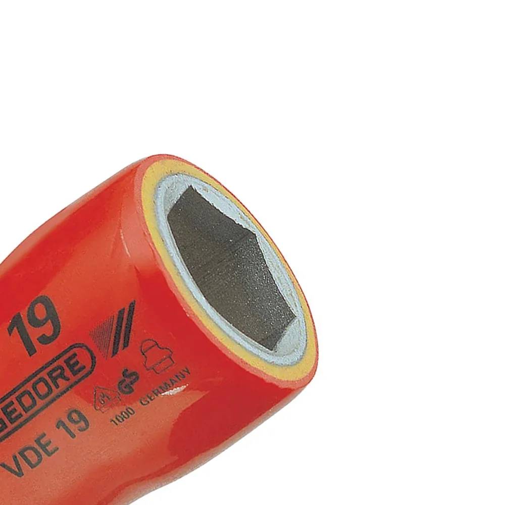 Soquete Sextavado Isolado 1000V VDE Encaixe 1/2" EN60900 Duplo Isolamento CRV 1/2X12MM Gedore VDE19