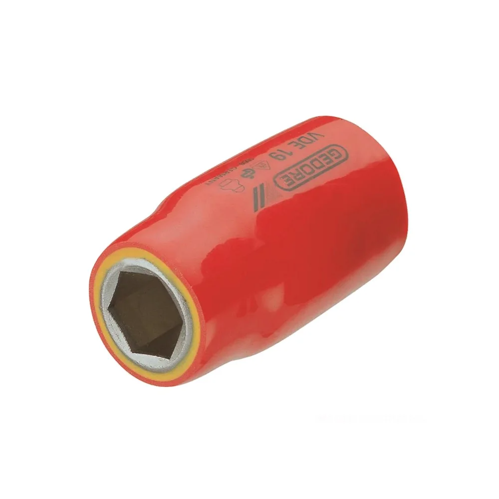 Soquete Sextavado Isolado 1000V VDE Encaixe 1/2" EN60900 Duplo Isolamento CRV 1/2X12MM Gedore VDE19