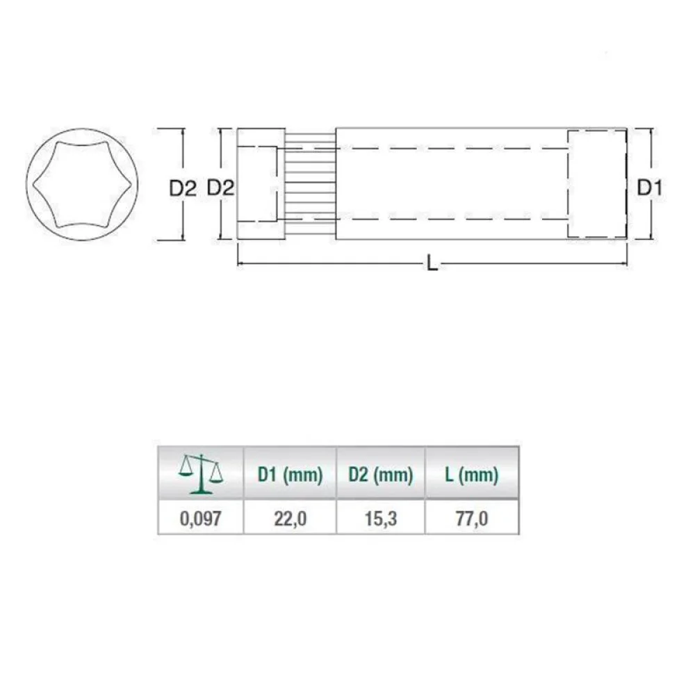Soquete Sextavado Longo Encaixe 1/2" CRV 1/2X10MM Sata ST13401SC