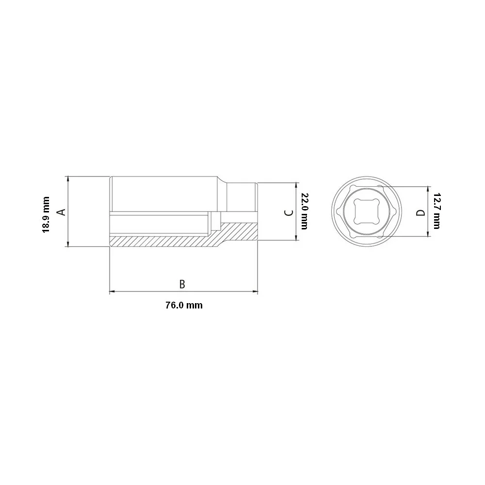 Soquete Sextavado Longo Encaixe 1/2" CRV 1/2X1/2" Tramontina Pro 44803/103