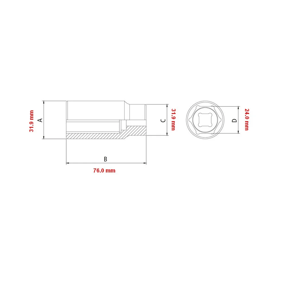 Soquete Sextavado Longo Encaixe 1/2" CRV 1/2X24MM Tramontina Pro 44802/124