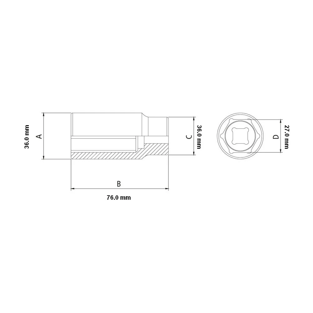Soquete Sextavado Longo Encaixe 1/2" CRV 1/2X27MM Tramontina Pro 44802/127