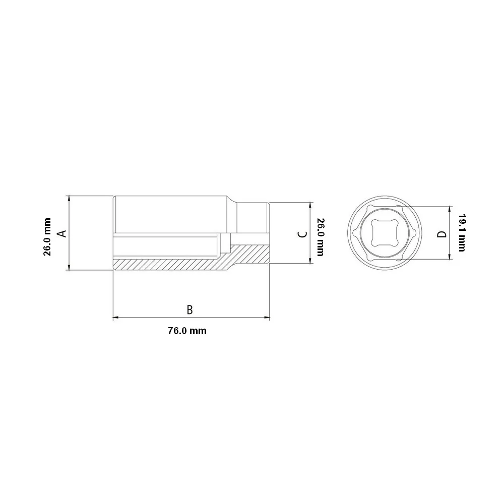 Soquete Sextavado Longo Encaixe 1/2" CRV 1/2X3/4" Tramontina Pro 44803/107