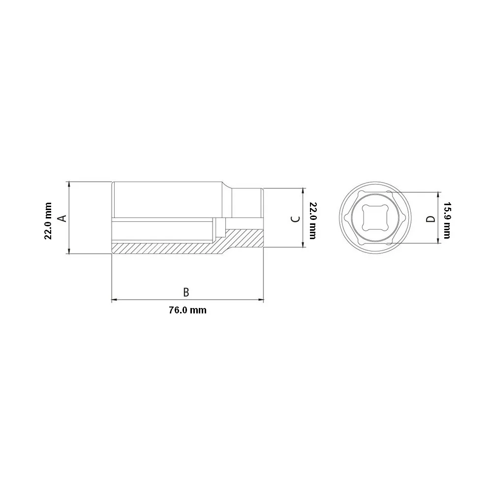 Soquete Sextavado Longo Encaixe 1/2" CRV 1/2X5/8" Tramontina Pro 44803/105