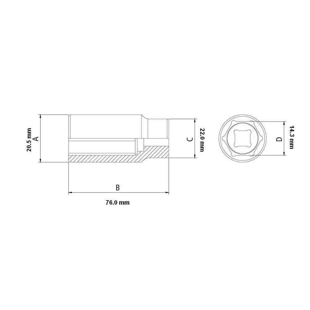 Soquete Sextavado Longo Encaixe 1/2" CRV 1/2X9/16" Tramontina Pro 44803/104